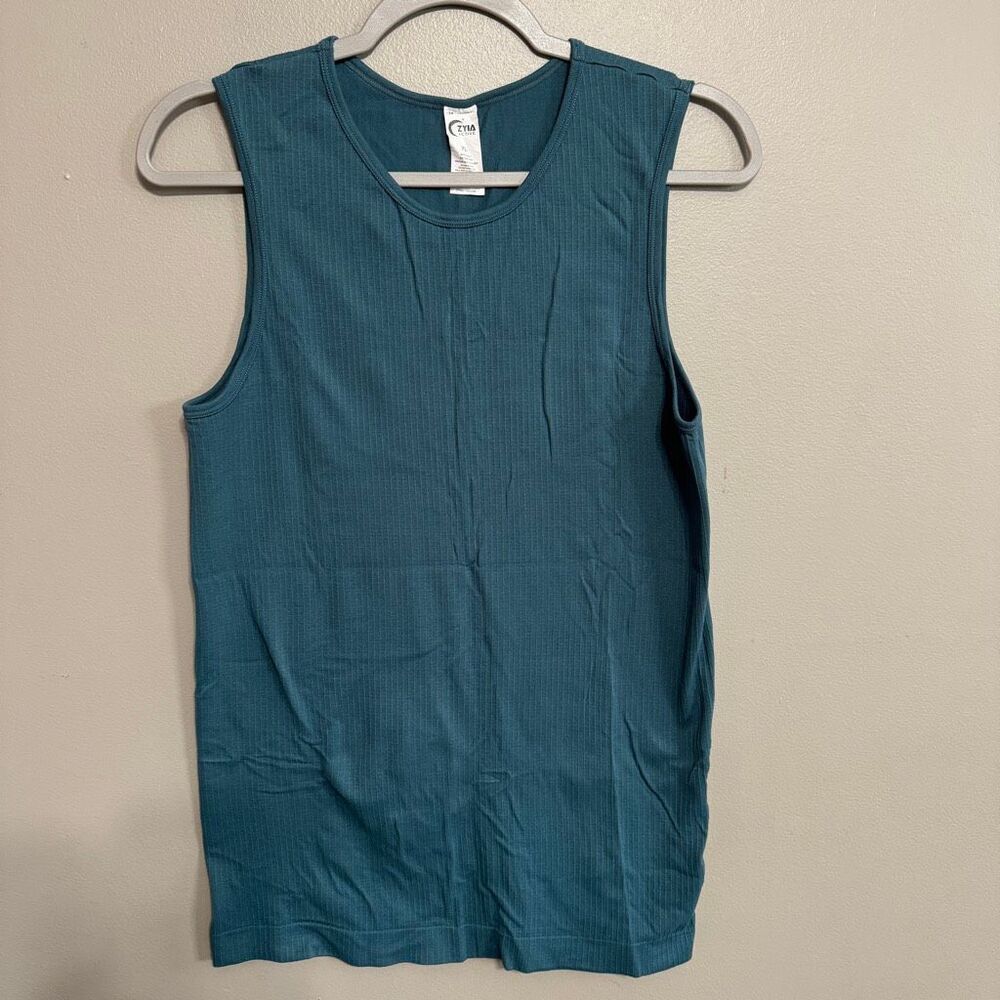 Zyia Parallel Ribbed Teal Athletic Tank Top size XL - Picture 2 of 5